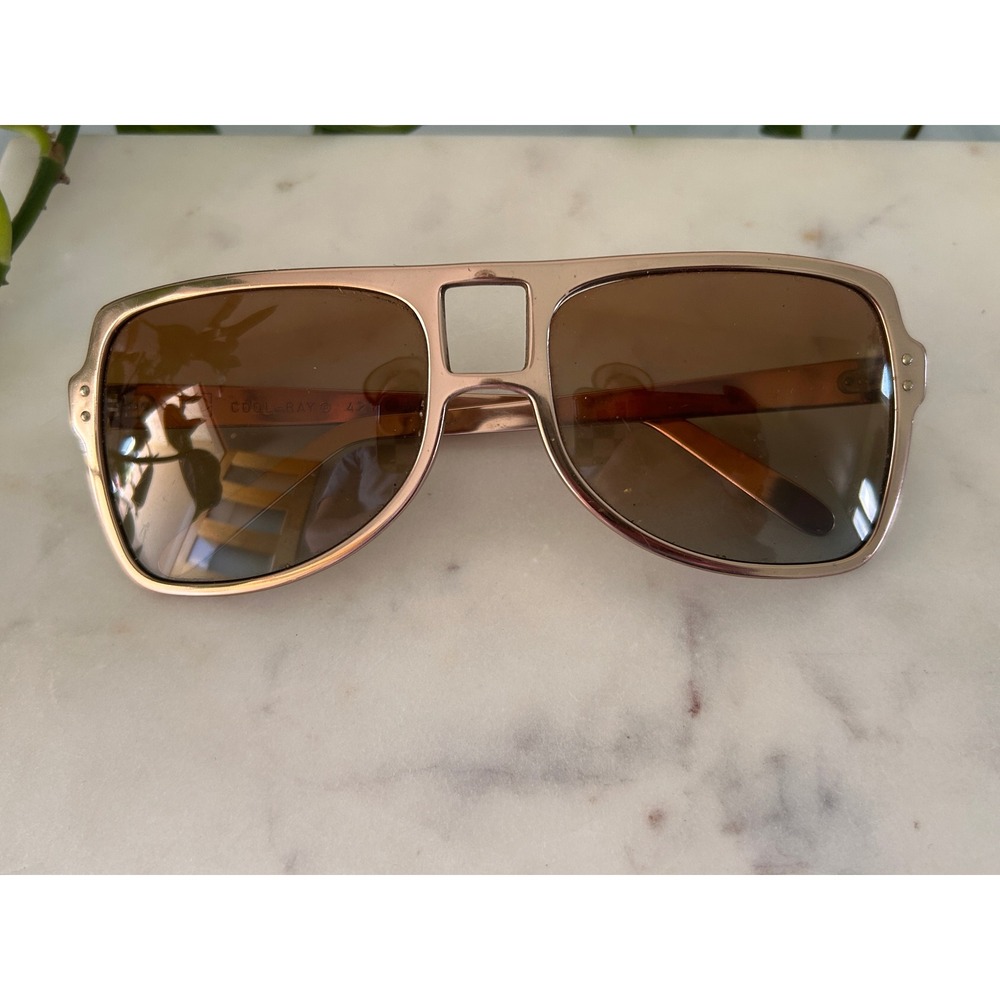 Polaroid Cool-Ray 421 Fast Back Sunglasses Rose Gold Aviator 70s Polarized Lens
